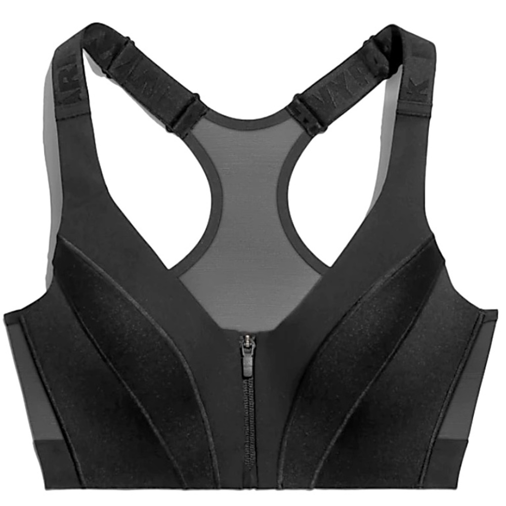IVY PARK Black Front Zip Sports Bra